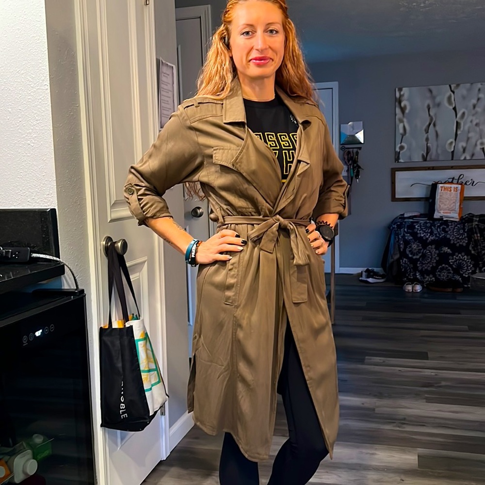 Carly Jean Olive green fashion tie jacket , women’s size small